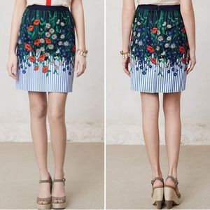 Anthropologie Postmark Floral Striped Pencil Skirt 4